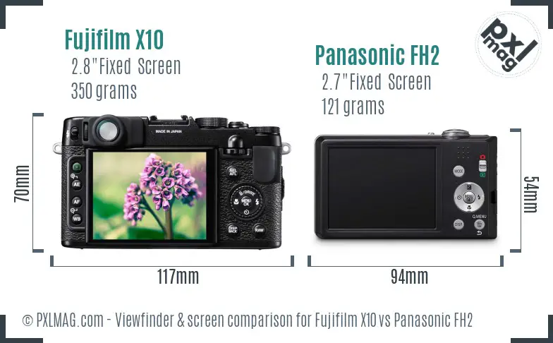 Fujifilm X10 vs Panasonic FH2 Screen and Viewfinder comparison