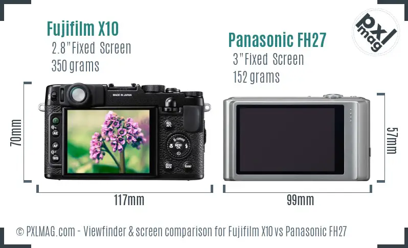 Fujifilm X10 vs Panasonic FH27 Screen and Viewfinder comparison