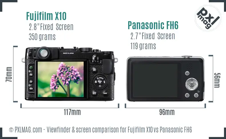 Fujifilm X10 vs Panasonic FH6 Screen and Viewfinder comparison