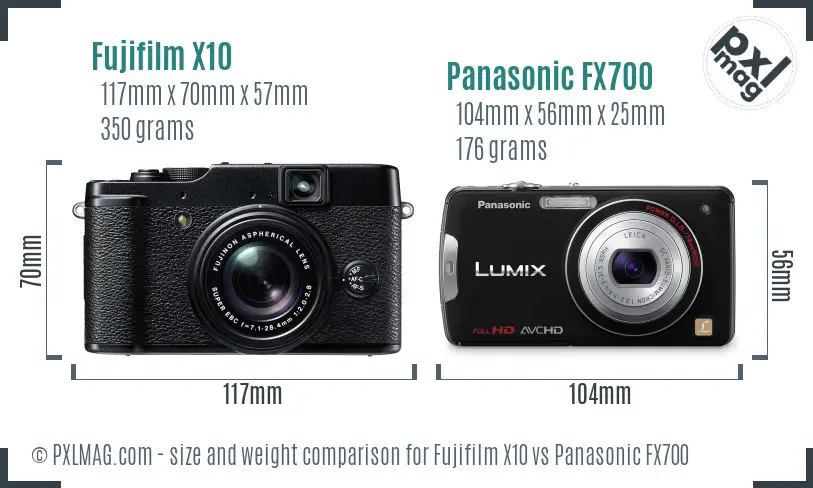 Fujifilm X10 vs Panasonic FX700 size comparison