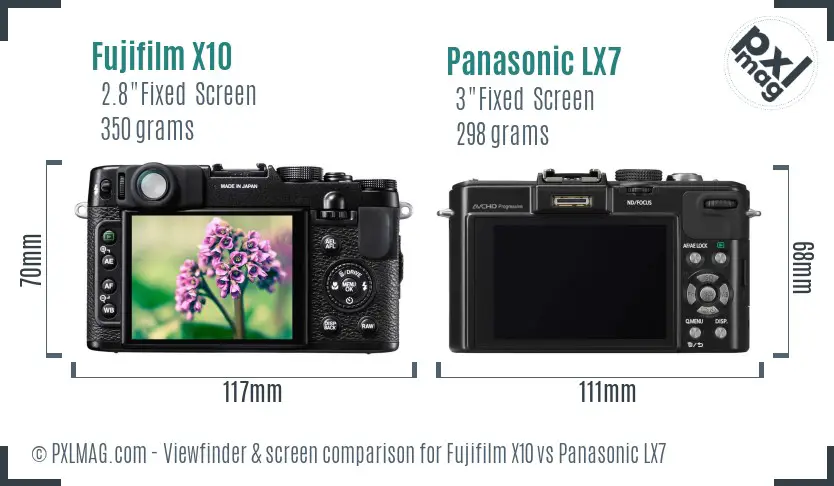 Fujifilm X10 vs Panasonic LX7 Screen and Viewfinder comparison