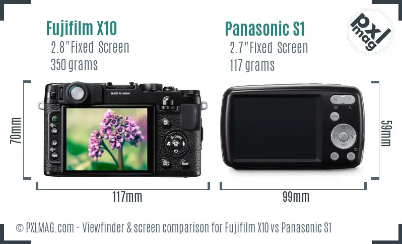 Fujifilm X10 vs Panasonic S1 Screen and Viewfinder comparison