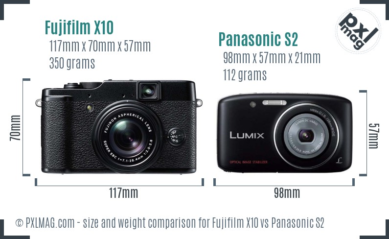 Fujifilm X10 vs Panasonic S2 size comparison Fujifilm X10 vs Panasonic S2 size comparison
