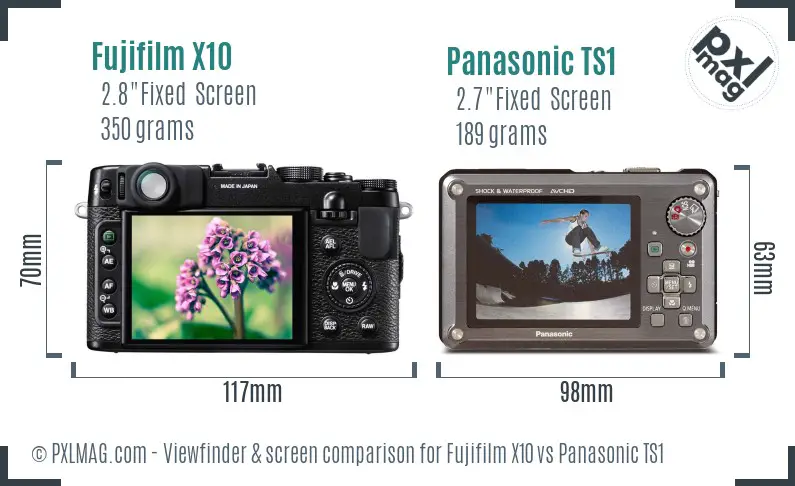 Fujifilm X10 vs Panasonic TS1 Screen and Viewfinder comparison Fujifilm X10 vs Panasonic TS1 Screen and Viewfinder comparison