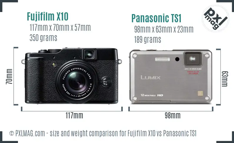 Fujifilm X10 vs Panasonic TS1 size comparison Fujifilm X10 vs Panasonic TS1 size comparison