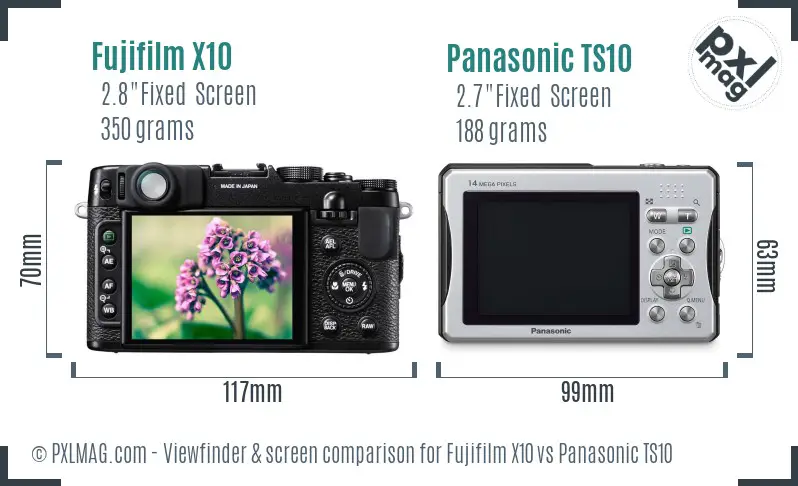 Fujifilm X10 vs Panasonic TS10 Screen and Viewfinder comparison
