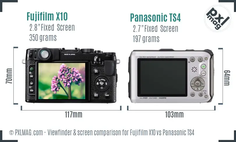 Fujifilm X10 vs Panasonic TS4 Screen and Viewfinder comparison Fujifilm X10 vs Panasonic TS4 Screen and Viewfinder comparison