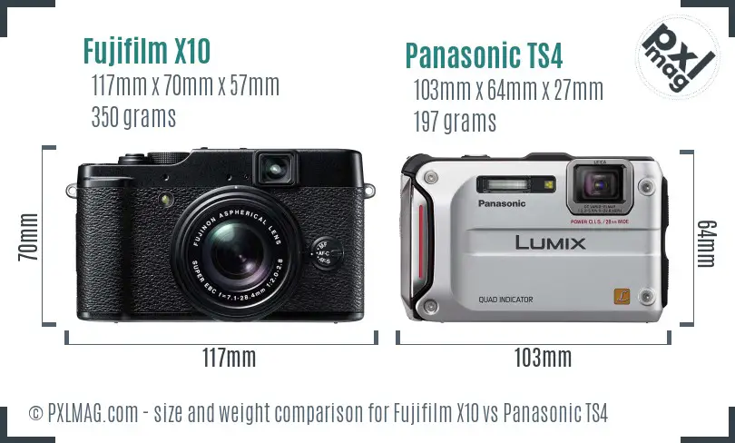 Fujifilm X10 vs Panasonic TS4 size comparison Fujifilm X10 vs Panasonic TS4 size comparison