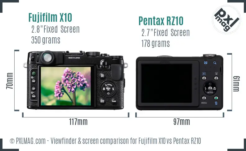 Fujifilm X10 vs Pentax RZ10 Screen and Viewfinder comparison Fujifilm X10 vs Pentax RZ10 Screen and Viewfinder comparison