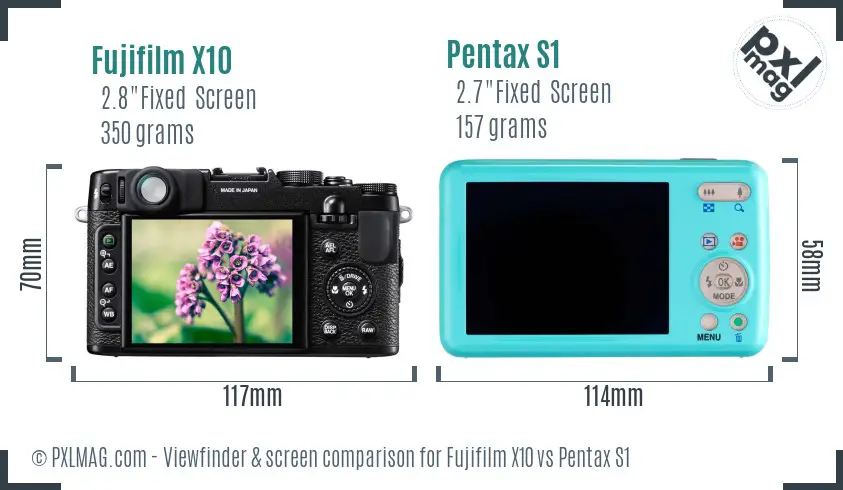 Fujifilm X10 vs Pentax S1 Screen and Viewfinder comparison Fujifilm X10 vs Pentax S1 Screen and Viewfinder comparison