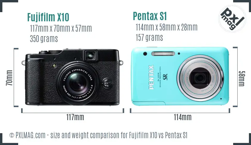 Fujifilm X10 vs Pentax S1 size comparison Fujifilm X10 vs Pentax S1 size comparison
