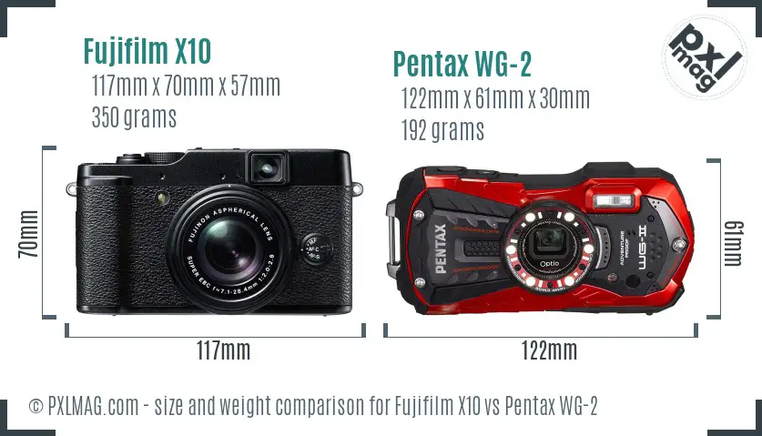 Fujifilm X10 vs Pentax WG-2 size comparison Fujifilm X10 vs Pentax WG-2 size comparison