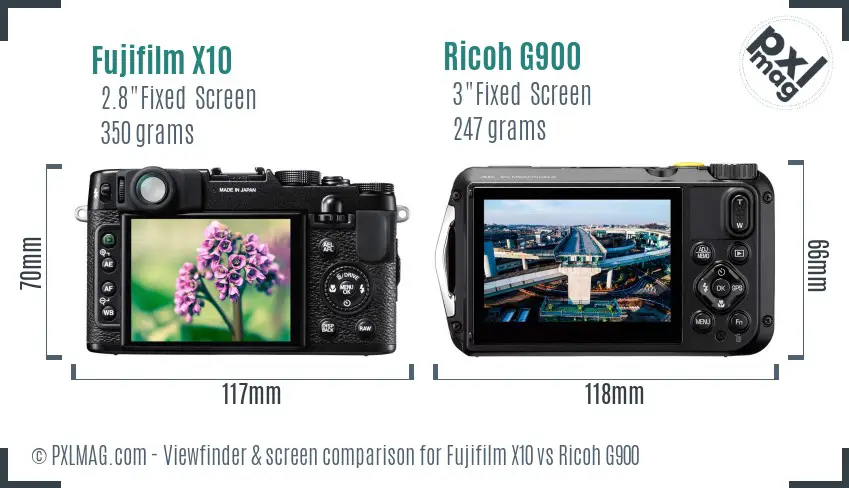 Fujifilm X10 vs Ricoh G900 Screen and Viewfinder comparison
