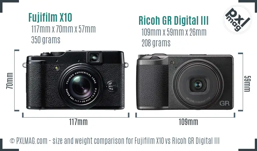 Fujifilm X10 vs Ricoh GR Digital III size comparison Fujifilm X10 vs Ricoh GR Digital III size comparison