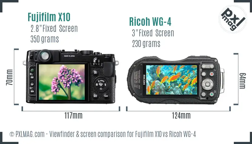 Fujifilm X10 vs Ricoh WG-4 Screen and Viewfinder comparison Fujifilm X10 vs Ricoh WG-4 Screen and Viewfinder comparison