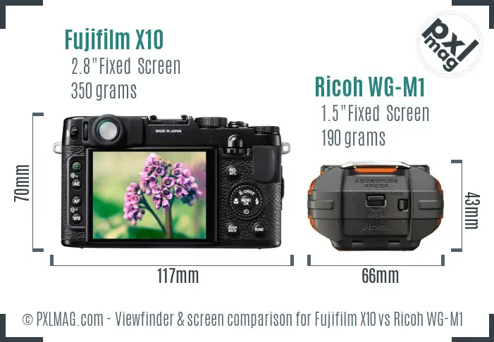 Fujifilm X10 vs Ricoh WG-M1 Screen and Viewfinder comparison