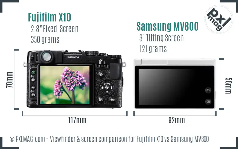 Fujifilm X10 vs Samsung MV800 Screen and Viewfinder comparison Fujifilm X10 vs Samsung MV800 Screen and Viewfinder comparison