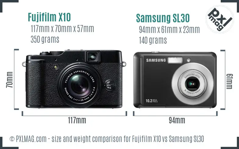 Fujifilm X10 vs Samsung SL30 size comparison Fujifilm X10 vs Samsung SL30 size comparison