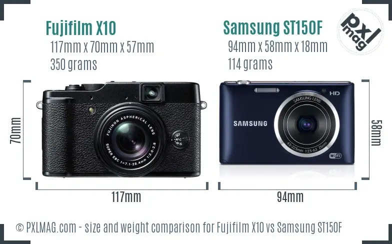 Fujifilm X10 vs Samsung ST150F size comparison