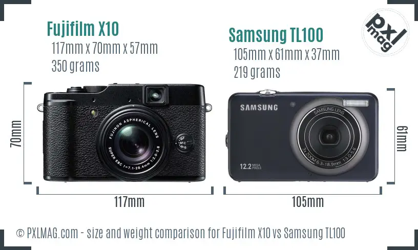 Fujifilm X10 vs Samsung TL100 size comparison Fujifilm X10 vs Samsung TL100 size comparison