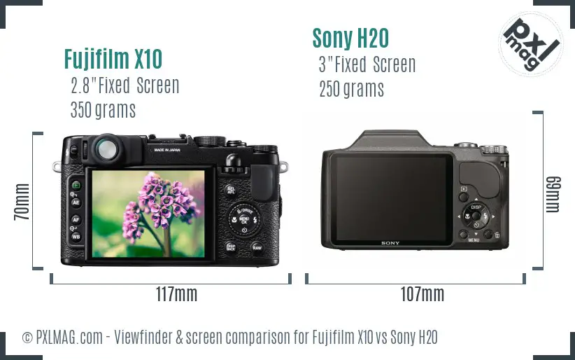 Fujifilm X10 vs Sony H20 Screen and Viewfinder comparison Fujifilm X10 vs Sony H20 Screen and Viewfinder comparison