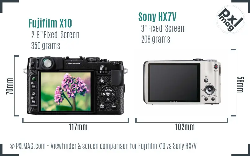 Fujifilm X10 vs Sony HX7V Screen and Viewfinder comparison Fujifilm X10 vs Sony HX7V Screen and Viewfinder comparison