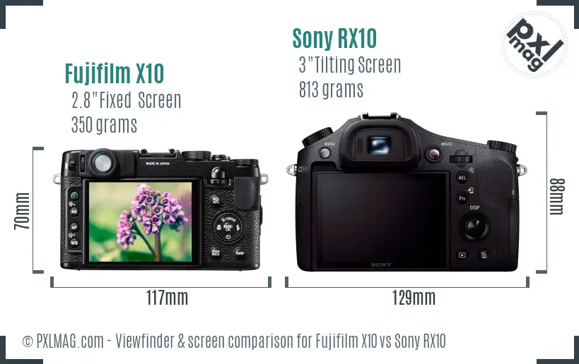 Fujifilm X10 vs Sony RX10 Screen and Viewfinder comparison Fujifilm X10 vs Sony RX10 Screen and Viewfinder comparison