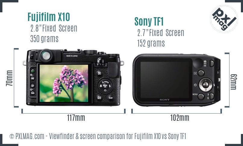 Fujifilm X10 vs Sony TF1 Screen and Viewfinder comparison