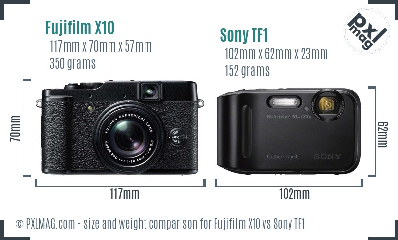 Fujifilm X10 vs Sony TF1 size comparison Fujifilm X10 vs Sony TF1 size comparison