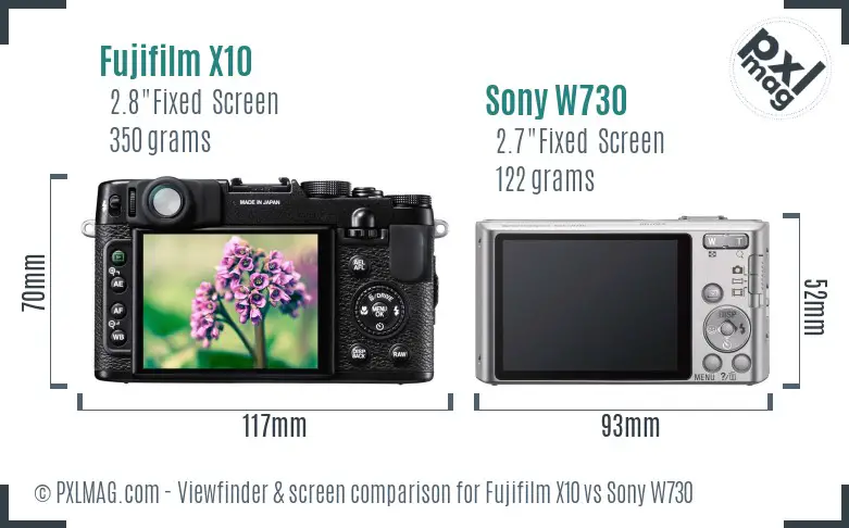 Fujifilm X10 vs Sony W730 Screen and Viewfinder comparison Fujifilm X10 vs Sony W730 Screen and Viewfinder comparison