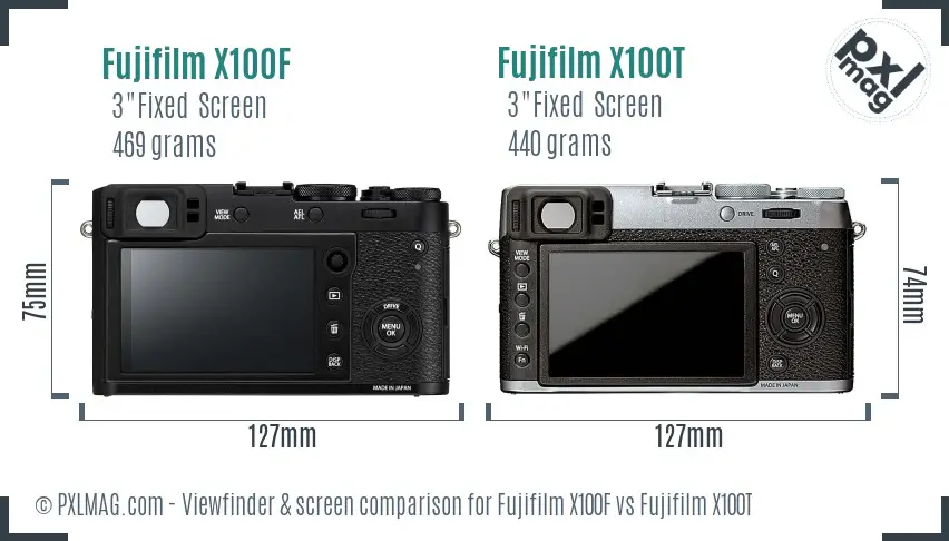 Fujifilm X100F vs Fujifilm X100T Screen and Viewfinder comparison