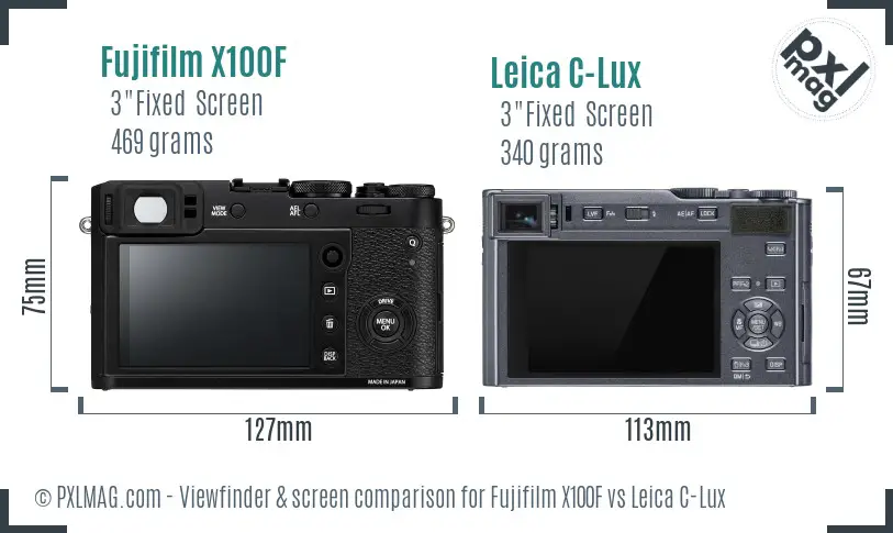 Fujifilm X100F vs Leica C-Lux Screen and Viewfinder comparison