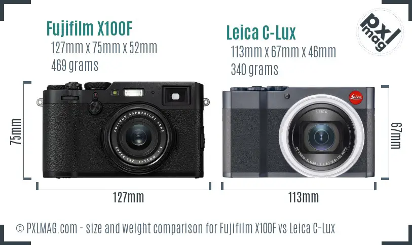 Fujifilm X100F vs Leica C-Lux size comparison