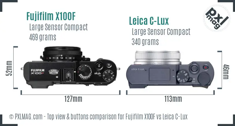 Fujifilm X100F vs Leica C-Lux top view buttons comparison
