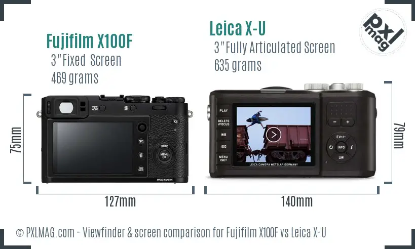 Fujifilm X100F vs Leica X-U Screen and Viewfinder comparison