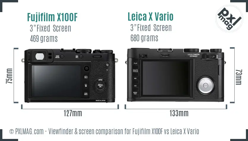 Fujifilm X100F vs Leica X Vario Screen and Viewfinder comparison