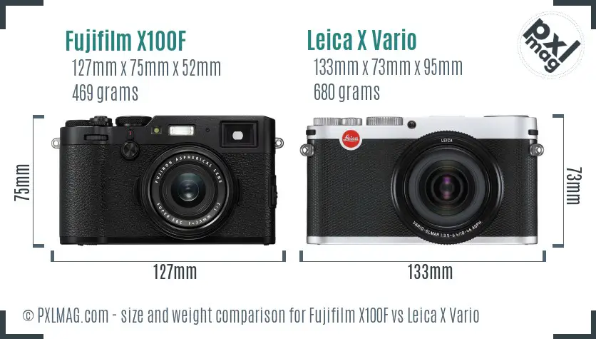 Fujifilm X100F vs Leica X Vario size comparison