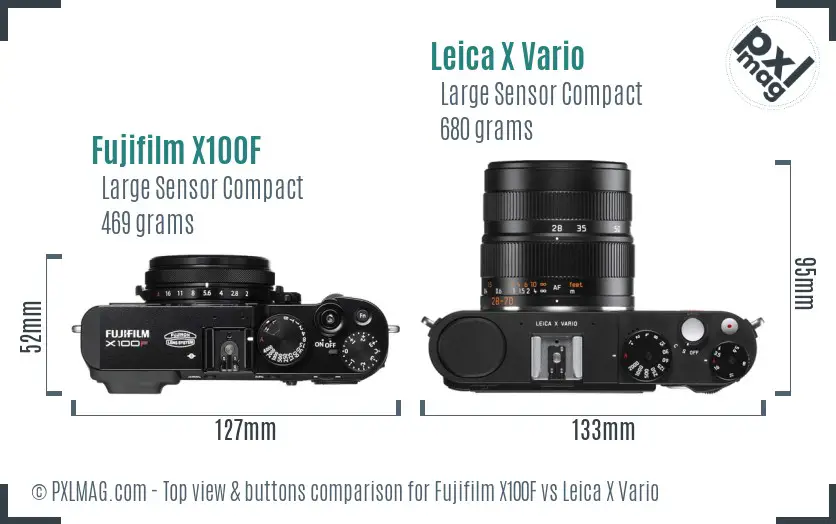 Fujifilm X100F vs Leica X Vario top view buttons comparison