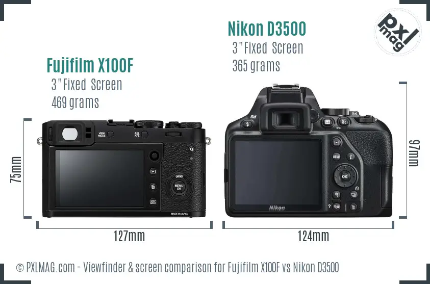 Fujifilm X100F vs Nikon D3500 Screen and Viewfinder comparison