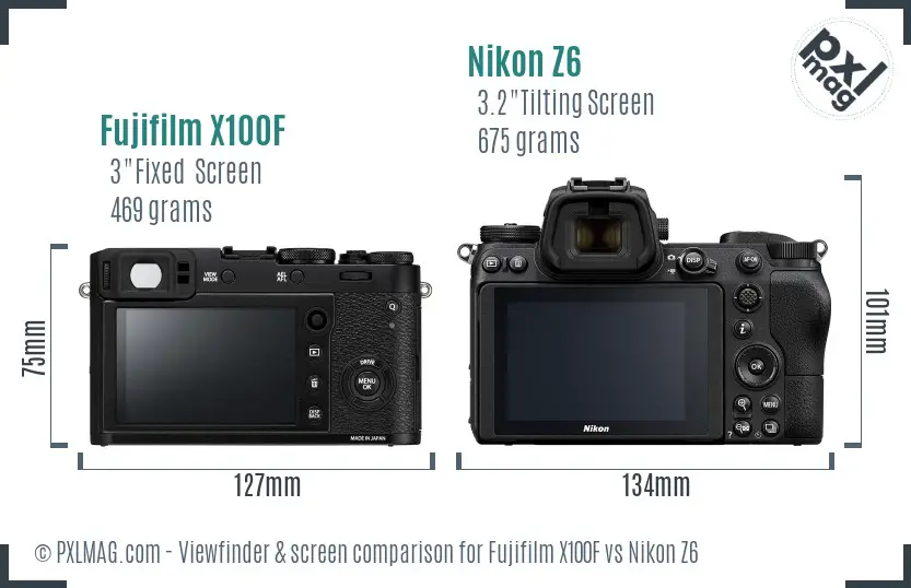 Fujifilm X100F vs Nikon Z6 Screen and Viewfinder comparison