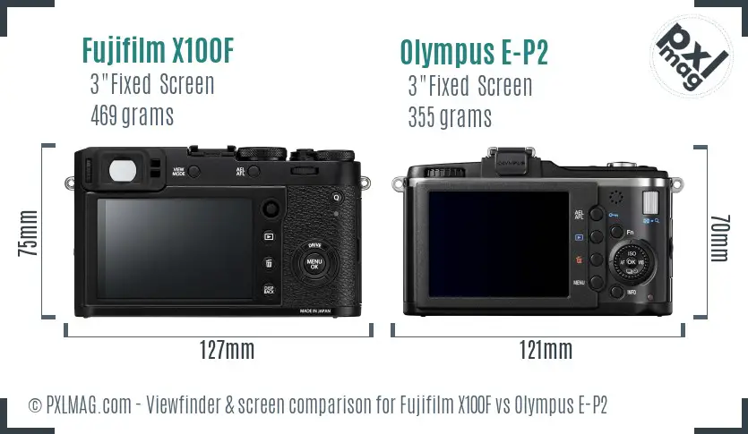 Fujifilm X100F vs Olympus E-P2 Screen and Viewfinder comparison