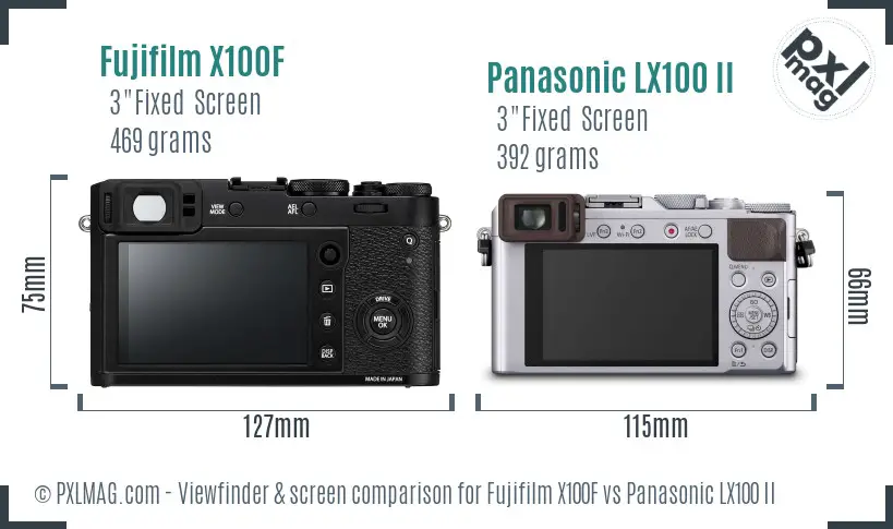 Fujifilm X100F vs Panasonic LX100 II Screen and Viewfinder comparison