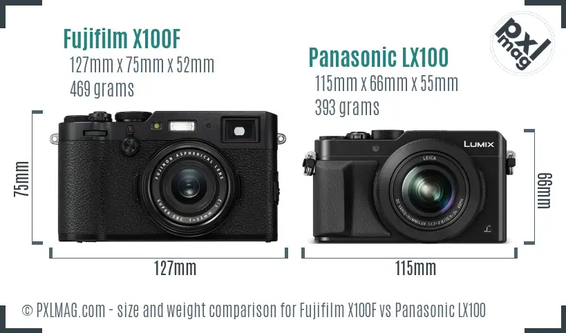 Fujifilm X100F vs Panasonic LX100 size comparison