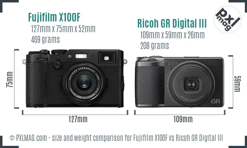 Fujifilm X100F vs Ricoh GR Digital III size comparison Fujifilm X100F vs Ricoh GR Digital III size comparison