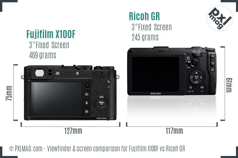 Fujifilm X100F vs Ricoh GR Screen and Viewfinder comparison