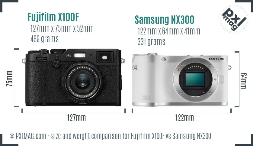 Fujifilm X100F vs Samsung NX300 size comparison