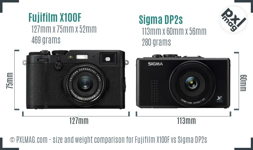 Fujifilm X100F vs Sigma DP2s size comparison