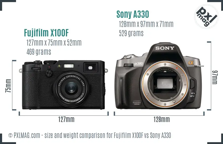 Fujifilm X100F vs Sony A330 size comparison