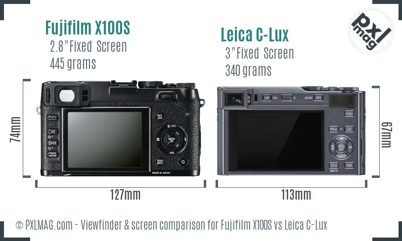 Fujifilm X100S vs Leica C-Lux Screen and Viewfinder comparison