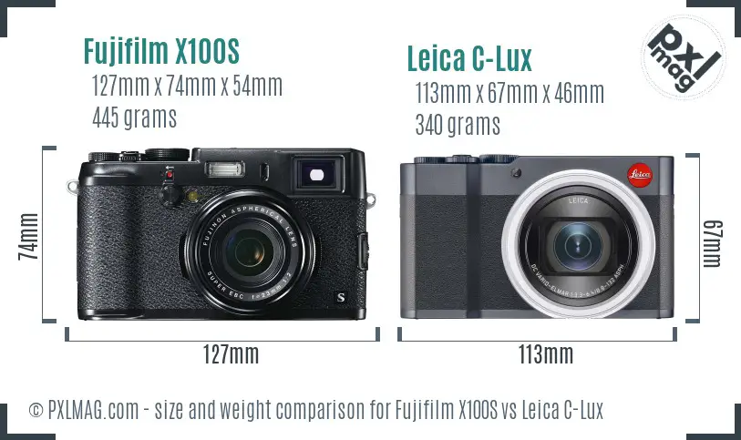 Fujifilm X100S vs Leica C-Lux size comparison